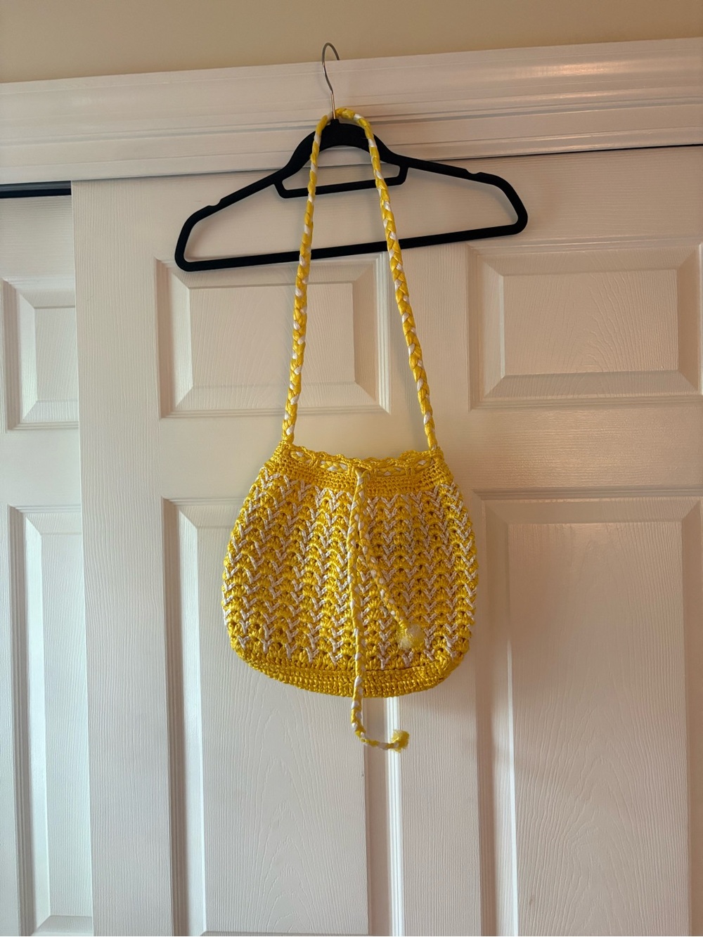 Yellow Crochet Shoulder Bag - Casual Summer Tote